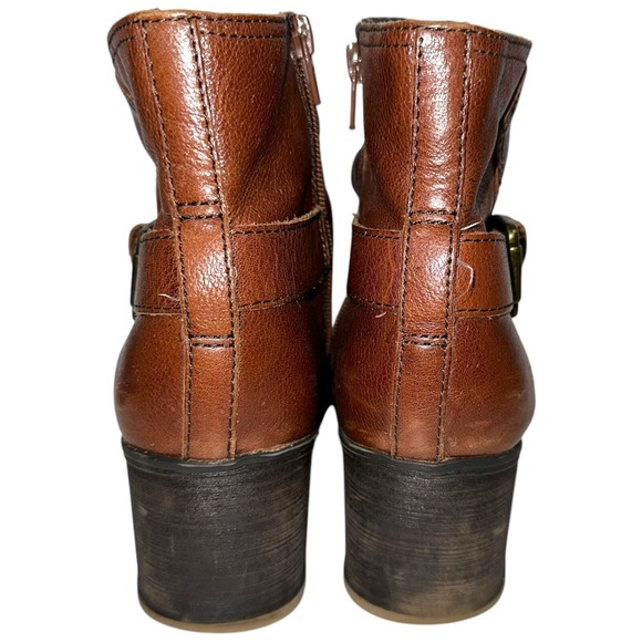 Naturalizer Ruby Ankle Boots Brown Leather Round Toe Zip Block Heel Size 8.5M - Picture 6 of 16